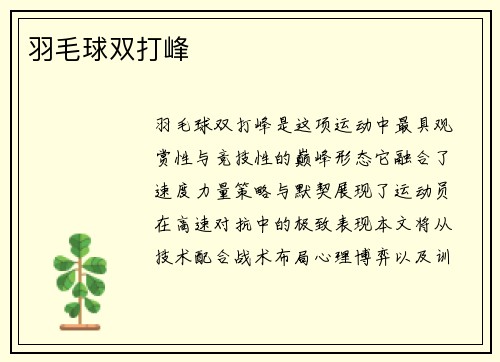 羽毛球双打峰